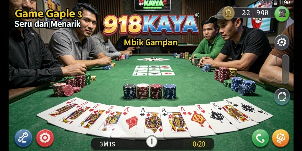 Tampilan gameplay seru dalam aplikasi Gaple 918KAYA.