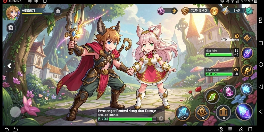 Tangkapan layar AGEN878 menampilkan karakter anime dalam aksi tempur.