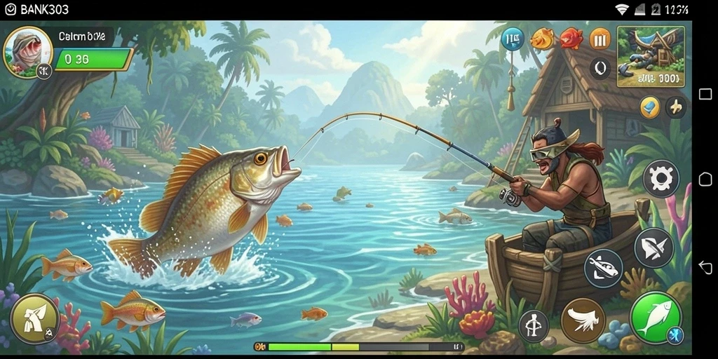 Tampilan gameplay BANK303 yang seru dan menantang saat memancing.