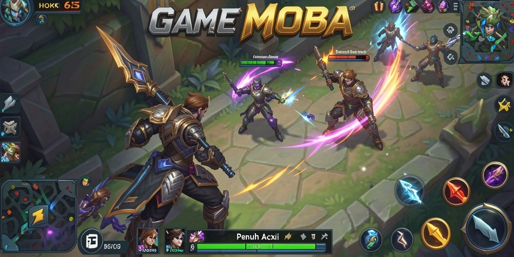 Screenshot gameplay HOKI65 menyoroti pertempuran tim yang mendebarkan.