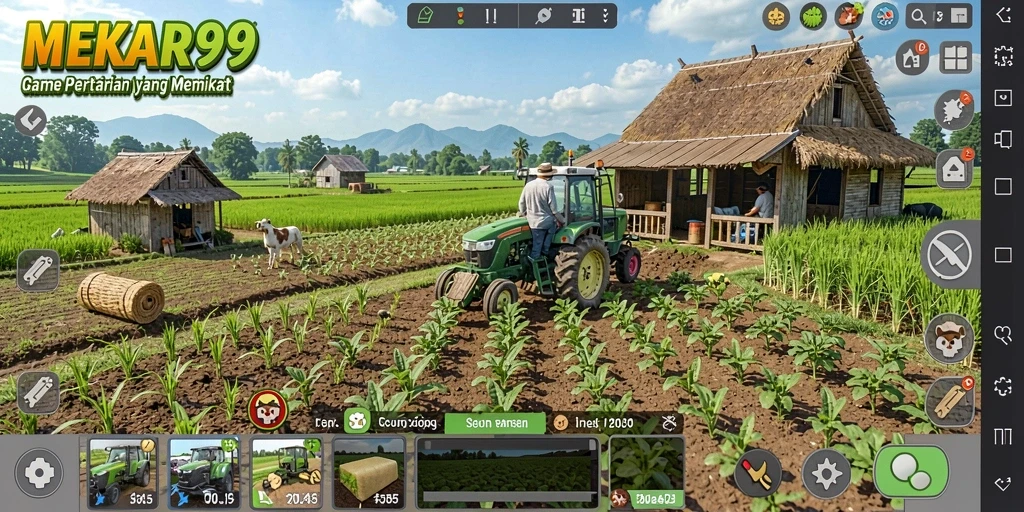 Tampilan gameplay MEKAR99 yang menarik saat berkebun.