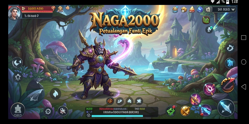 Tangkapan layar gameplay NAGA2000 dengan aksi pertarungan yang intens.