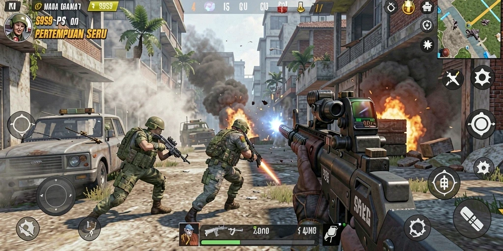 Tangkapan layar gameplay seru di S9S9 dengan aksi tembak-menembak mendebarkan.