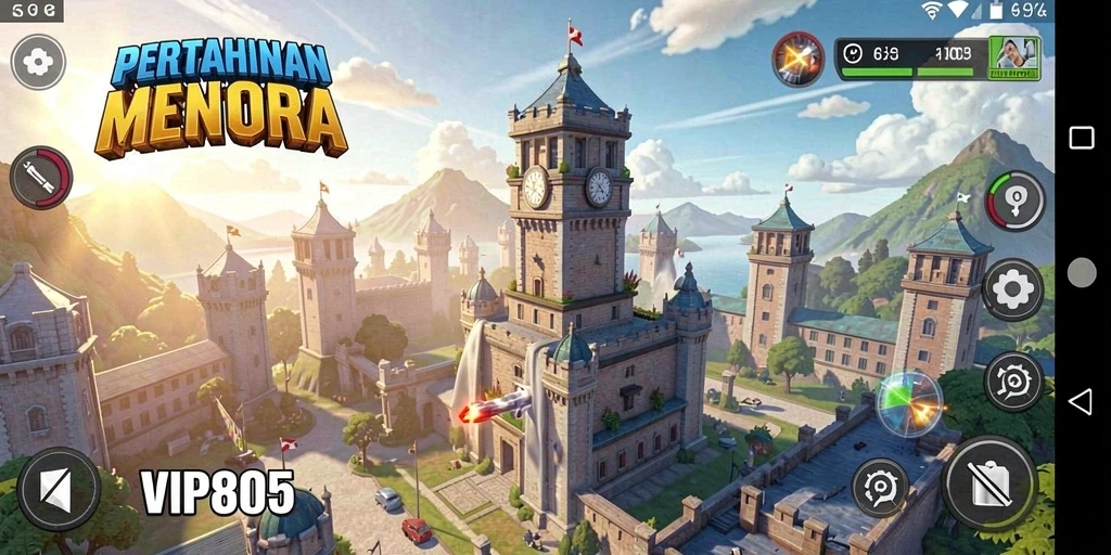 Screenshot gameplay VIP805 menampilkan strategi menara Tower Defense yang menarik.